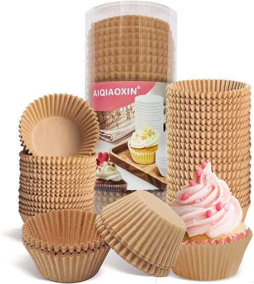 Bake Choice Cupcake Liners - 500pcs Food Grade Non-Stick Greaseproof Muffin Wrappers | Brown