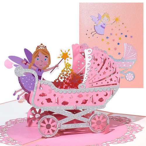 CNLITIHEKA New Baby Card for Girl, Pop Up New Baby Card, Welcome Baby Shower, Newborn, Congratulations.
