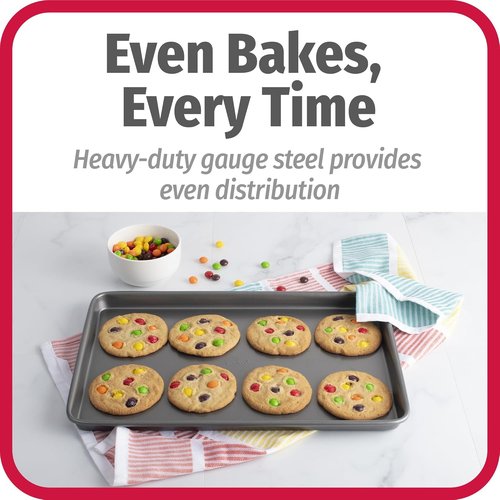 GoodCook Nonstick Baking Sheet Set - 3-Piece Carbon Steel Cookie Sheet Bakeware in Gray