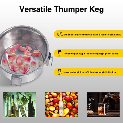 Suteck Alcohol Still, 8 Gal 30 L Stainless Steel Copper Still with Thumper Keg and Build-in Thermometer for Home Brewing, DIY Whisky Brandy, Happy New Year Gifts, Included Pump