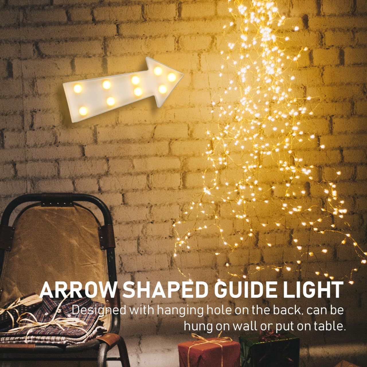 Uonlytech LED Arrow Night Light - Battery Operated 3D Sign for Kids' Bedroom & Party Decor | 8.9 x 3.9 x 1.9 Inches