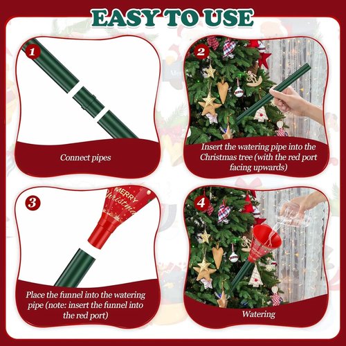 IPOOLTENG Christmas Tree Watering Funnel 3 Tube 1 Funnels 40 Inch - 3 Section Plastic Christmas Tree Funnel Waterer, Long Funnels for Watering Trees, Best Gifts for Your Parents to Water Tree