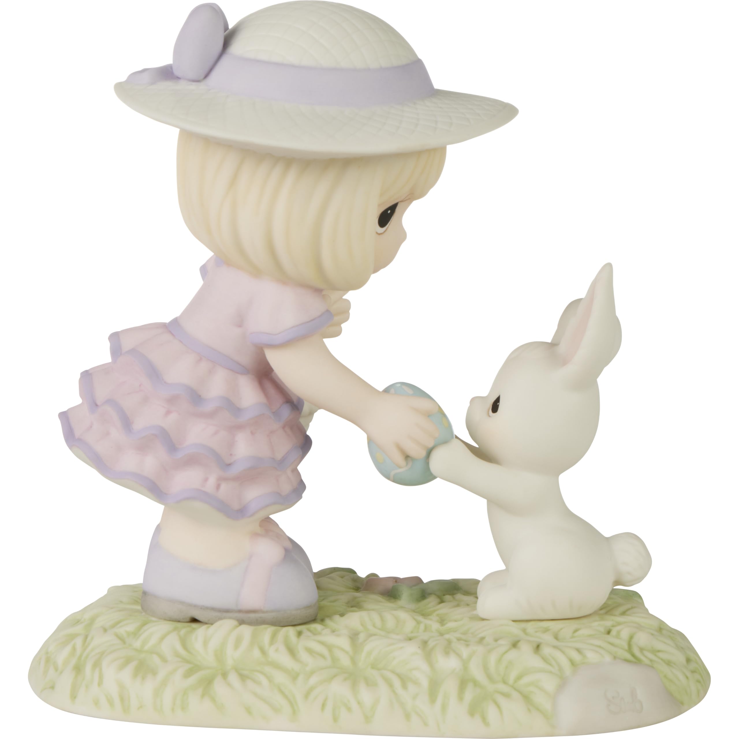 Precious Moments Easter Figurine | I Find You Egg-straordinary Bisque Porcelain Figurine | Little Girl with Bunny | Easter Gift | Hand-Painted