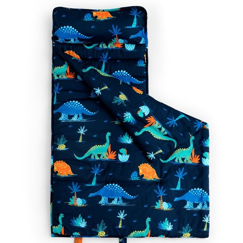 david's kids Toddler Nap Mat Set with Removable Pillow, Ultra Soft Slumber Bags for Boys, Perfect for Preschool, Daycare, Kids Sleeping Bags with Rollup Design, 50"x20", Dinosaur