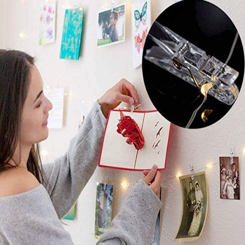 JMTGNSEP 50 LED Fairy Lights - Battery Powered Photo Clip String Lights for Indoor Decor | 16ft Warm White