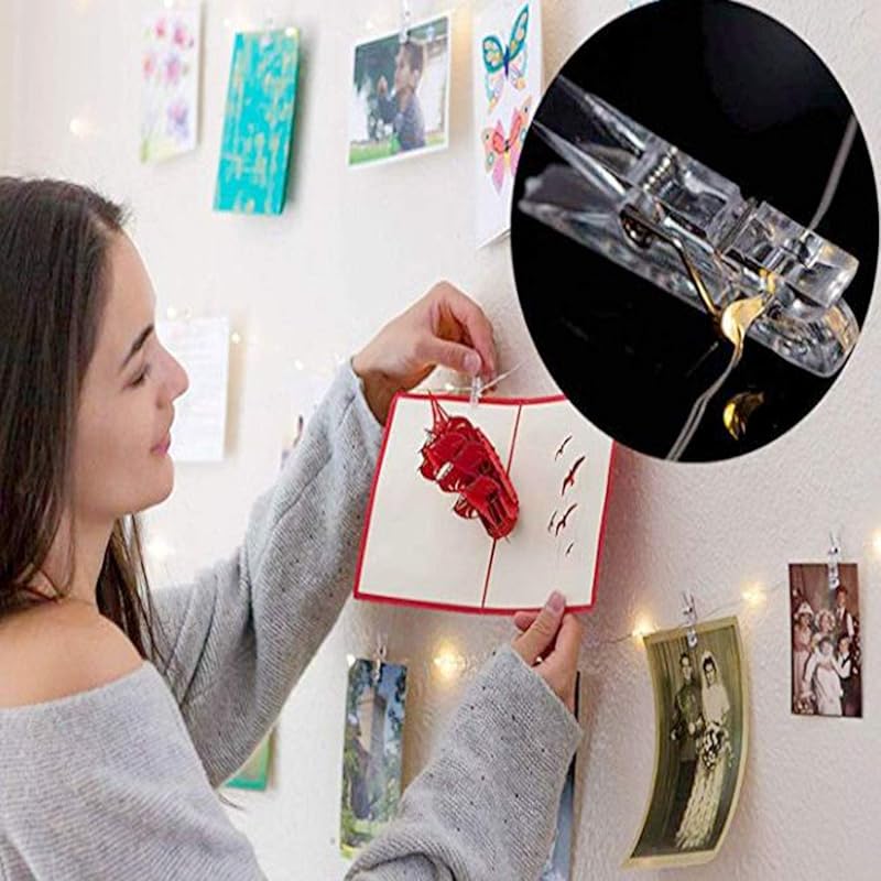 Battery Powered Photo Clip String Lights 50 LEDs 16ft Warm White for Photos & Decor
