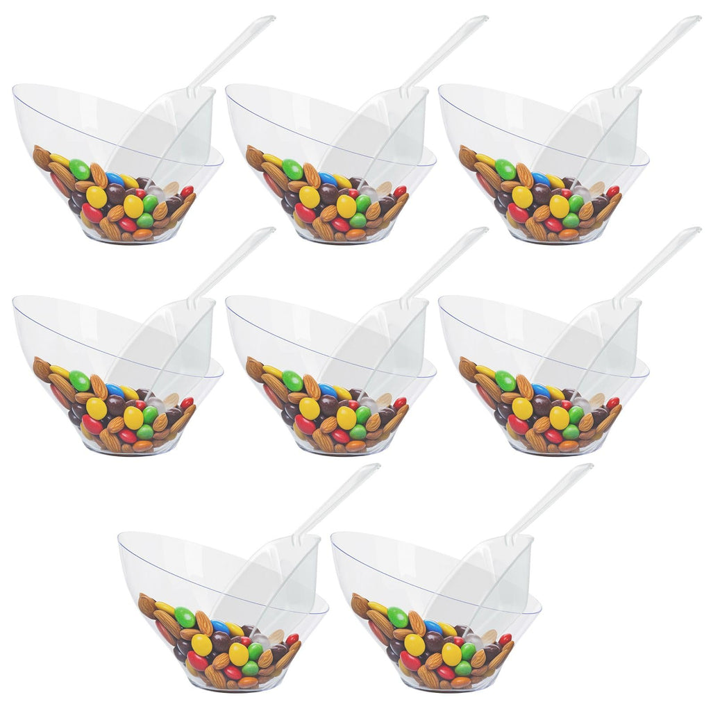 R-kay 16 Pcs Candy Bowls And Plastic Scoops Set - 8 Clear Plastic Candy Bowl 20 Oz And 8 Scoop 6.5 Inch Buffet Containers Set Heavy Duty