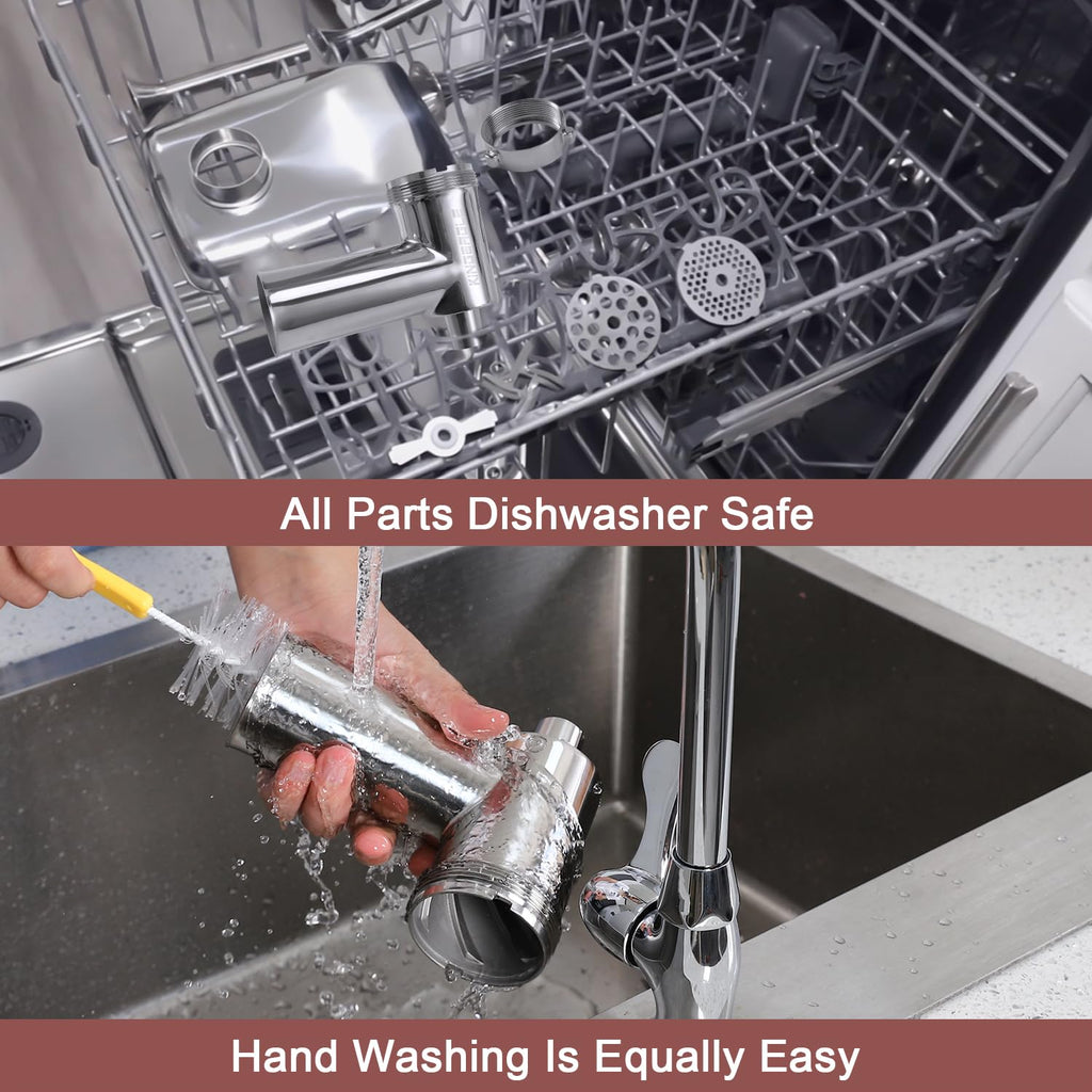Stainless Steel Meat Grinder Attachments for KitchenAid Mixers, Metal Food Grinder, Sausage Stuffer, Dishwasher Safe Accessory Suitable for Kitchen Aid by Rafbar, 82207R