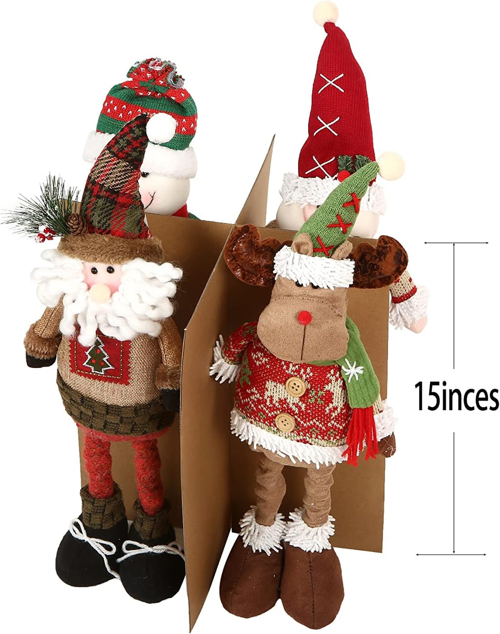 Sattiyrch Christmas Figurine Storage Box - 600D Canvas Nutcracker Container, 15 Inches, Adjustable Pockets for 8 Holiday Figurines