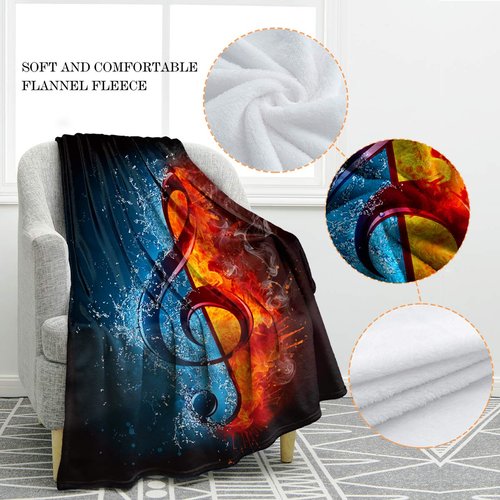 Jekeno Music Note Gifts Blanket for Women Men, Throw Blankets for Teacher Adult Kids Girls Boys Music Lovers Gifts, Decor for Home Bed Couch