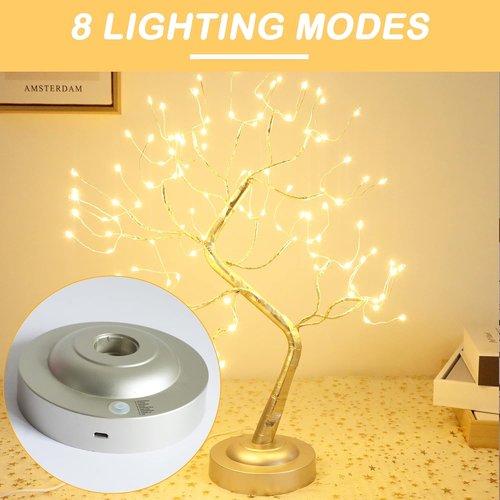 Fairy Light Tree | 108 LED Twinkle Spirit Tree Lamp - Battery/USB Operated with Timer & 8 Lighting Modes - Warm White