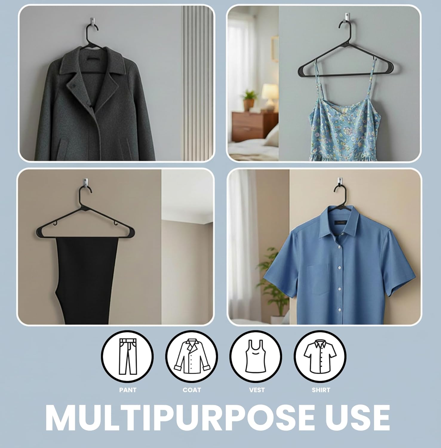 Utopia Home Plastic Hangers 50 Pack - Durable Space-Saving Closet Organizers - Ideal for Shirts, Pants & Coats (Black)