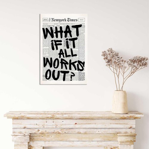 Drimiler Retro Black And White Newspaper Poster - Positive Affirming Canvas Wall Art | 16x24in Framed Decor