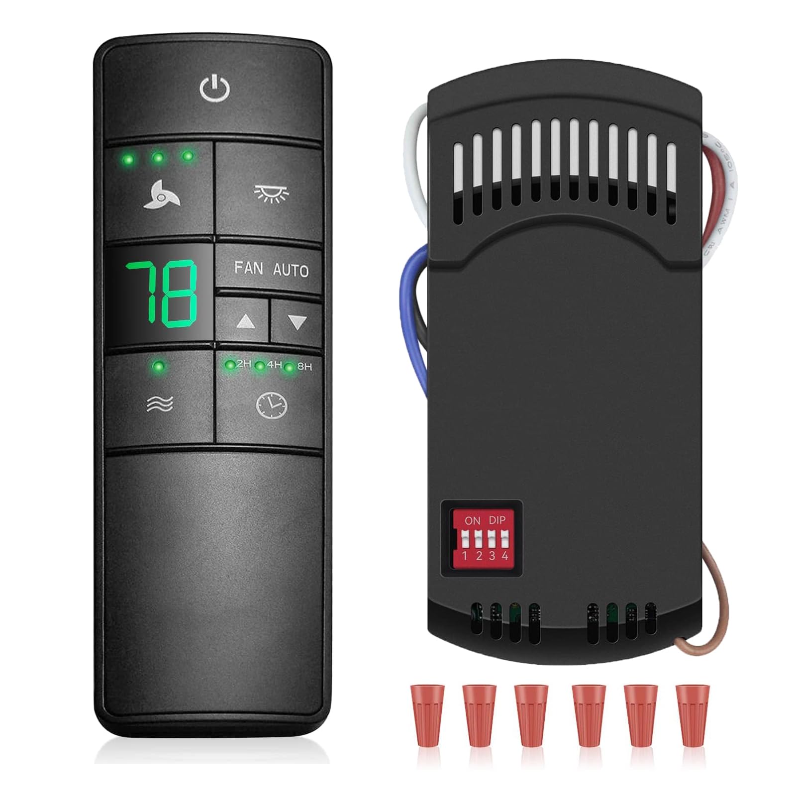 Universal Ceiling Fan Remote Control Kit Replacement for Hampton Bay Home Decorators Collection Hunter Harbor Breeze, 3-Speed Timer Light Dimmer Thermostatic Control, 2AAZPHD3/HD3 KUJCE10320/TR222A