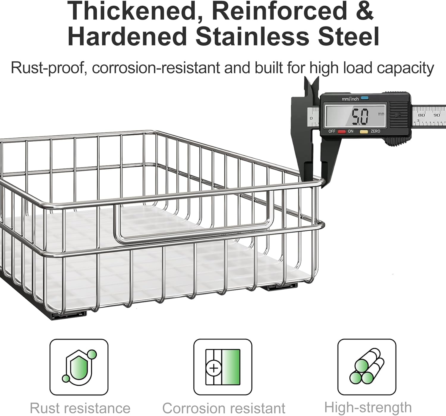 Pull Out Cabinet Organizer by Regine Switzerland - Stainless Steel 2-Pack Drawer with Silent Slides | Ideal for Kitchen, Pantry & Bathroom