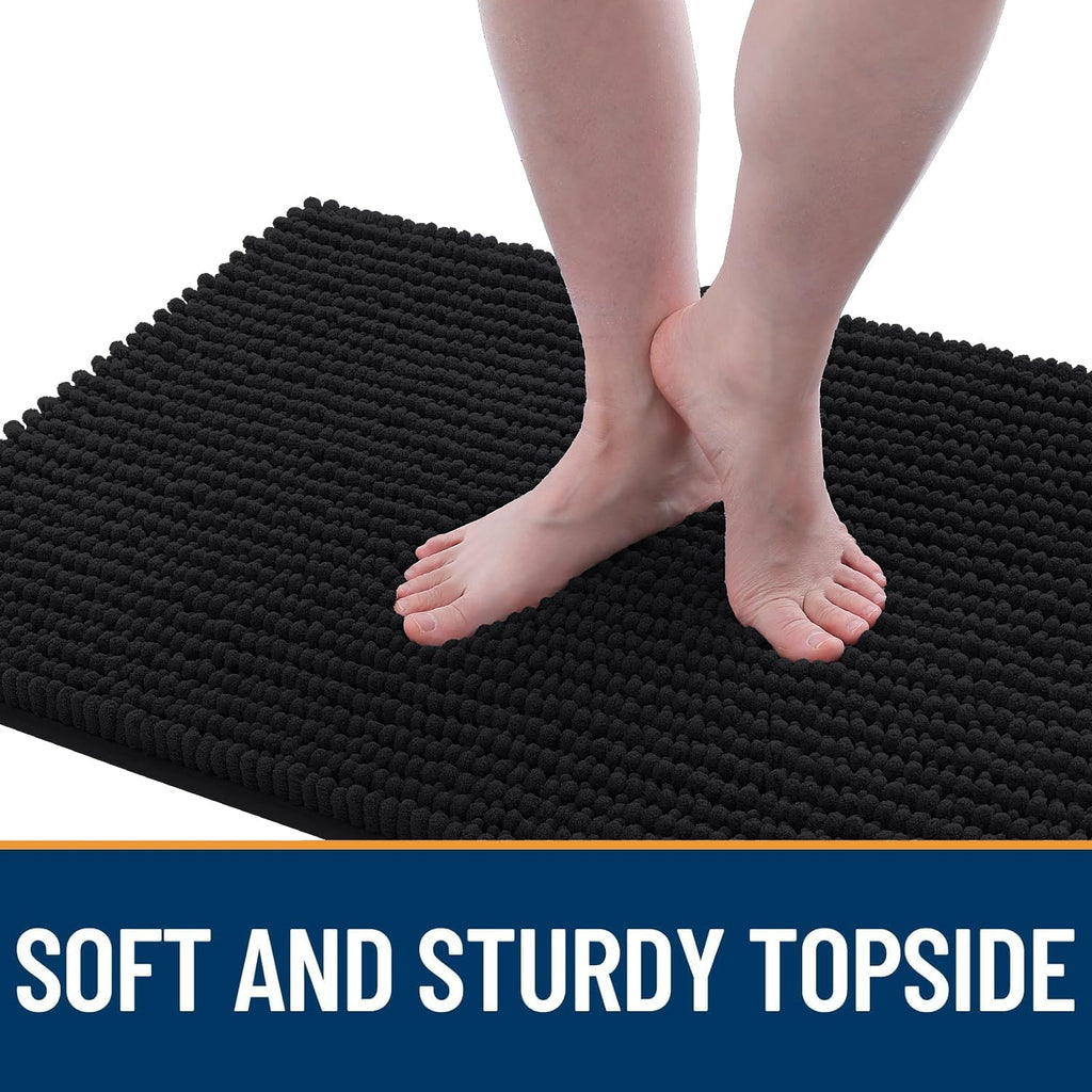 OLANLY Dog Door Mat - Ultra Absorbent Chenille Mud Doormat | Non-Slip, Washable, 30x20, Black