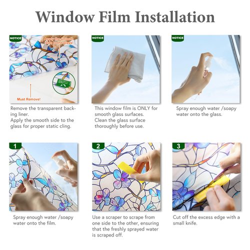 SOMWISE Window Privacy Film Home Room Bathroom Spring Decor Car Decorations One Way Privacy Window Clings Decals Tint Door Cover Rainbow Renter Friendly Stickers Static Cling Stained Glass Windows