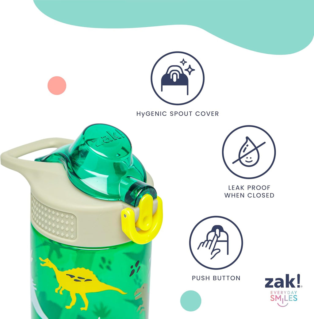 Zak Designs Bluey Sage Kids Water Bottle - 16oz Durable Plastic with Straw & Leak-Proof Cover | 2-Pack Set