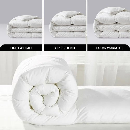 Beautyrest Luxury Hotel Collection Down Comforter King Size - 100% Cotton All Season Duvet Insert, Fluffy Goose Feather Fiber with Corner Tabs, White (106" W X 90" L)