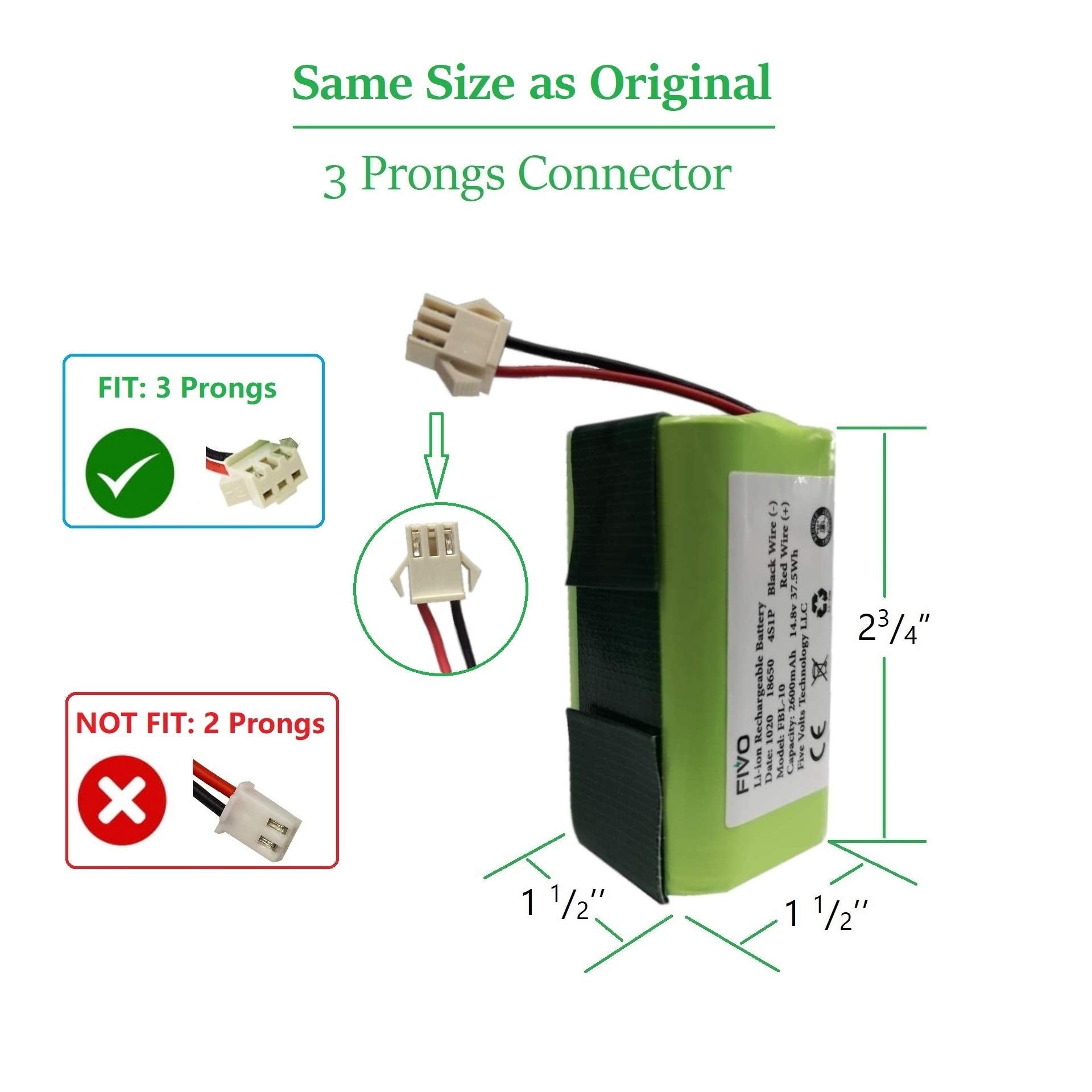 Replacement Battery for Coredy R300, R500+, R550, R580, R650, R3500, R3500S and Amarey A800, A900, Eufy RoboVac 11S, 11S Plus, 11S Max, Ecovacs Deebot N79 DN622 Robot Vacuum Cleaners, 2600mAh, 14.4V