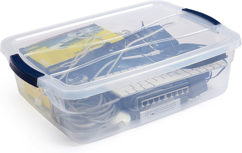 Rubbermaid Latching Plastic Storage Totes - Durable, Stackable Design | 12 Pack