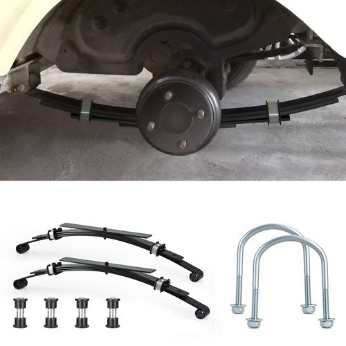 10L0L Golf Cart Heavy Duty 4-Leaf Rear Spring Kit for Club Car DS 1982-up Gas & Electric, with Bushings Sleeves U Bolt, Replace OEM 1014675 102006501 1011149 1012618 1012324 1010974