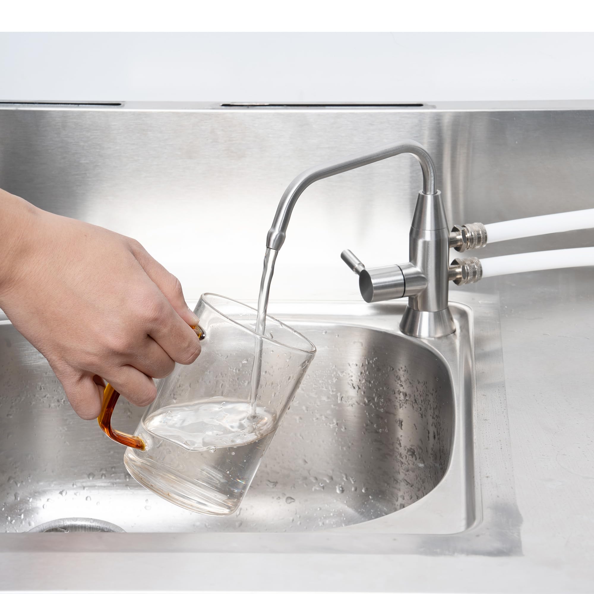 Alkaline Water Faucet, 1/2" Two spout ionizer Faucet Stainless Steel for Alkaline Water Ionizer Filtration System