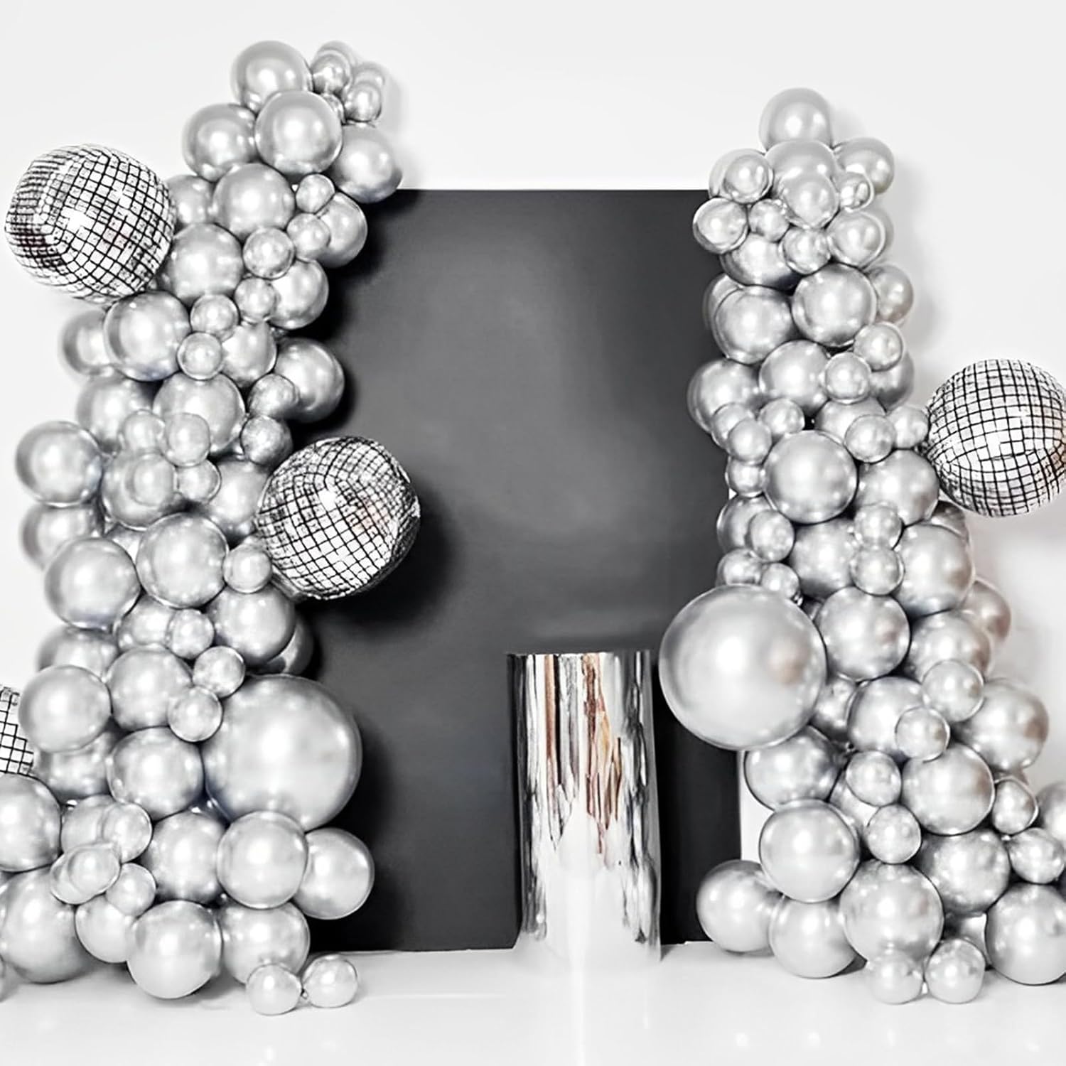 Voircoloria 110pcs Metallic Silver Balloons - 12 Inch Chrome Latex for Weddings, Birthdays & Celebrations