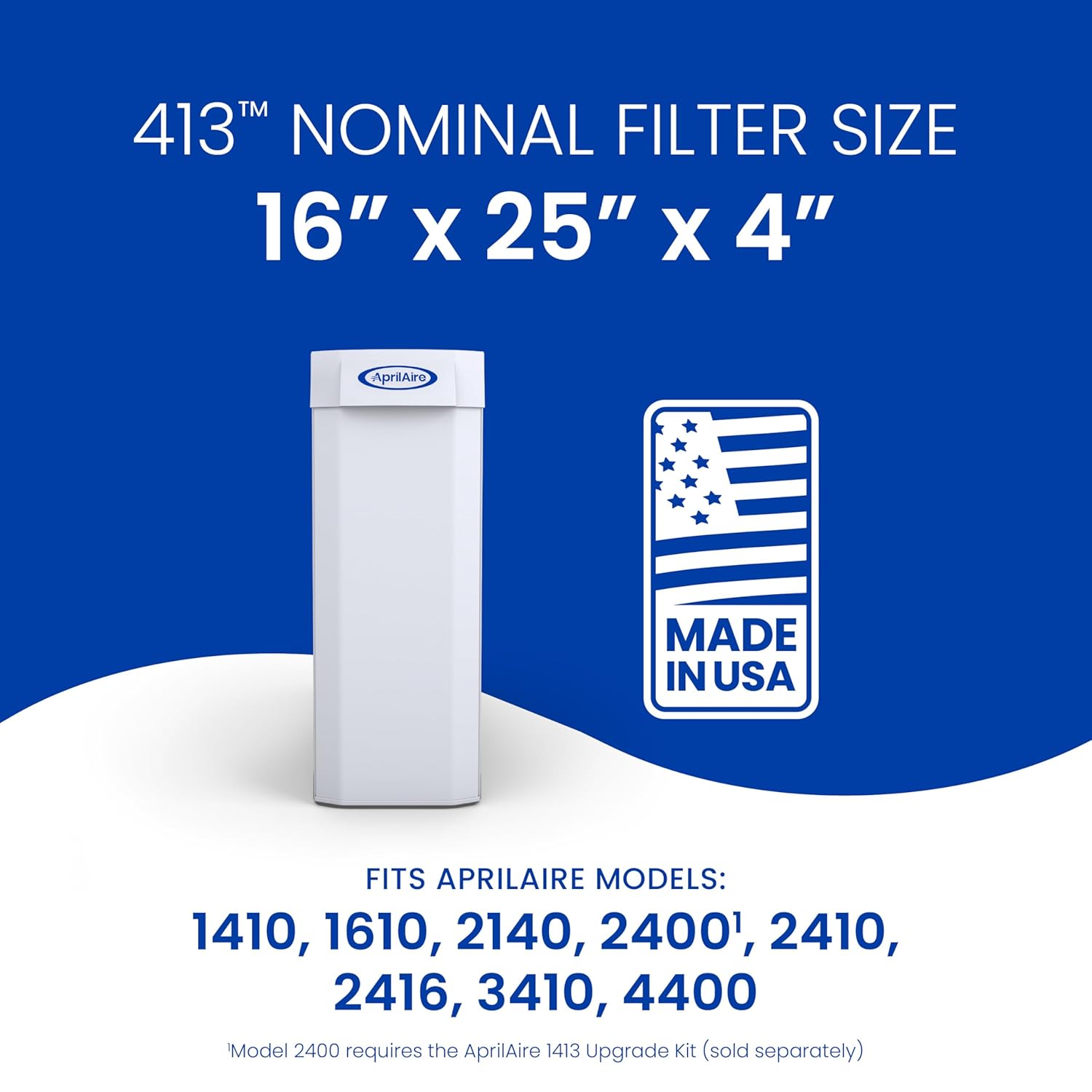 AprilAire 413 Replacement Air Filter - MERV 13 for Whole House Purifiers | 16x25x4 (Single Pack)