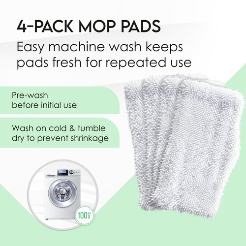 Turbo Microfiber 4-Pack Mop Pads for Shark Steam Mop SK Series & S Series - Shark Steam Replacement Pads
