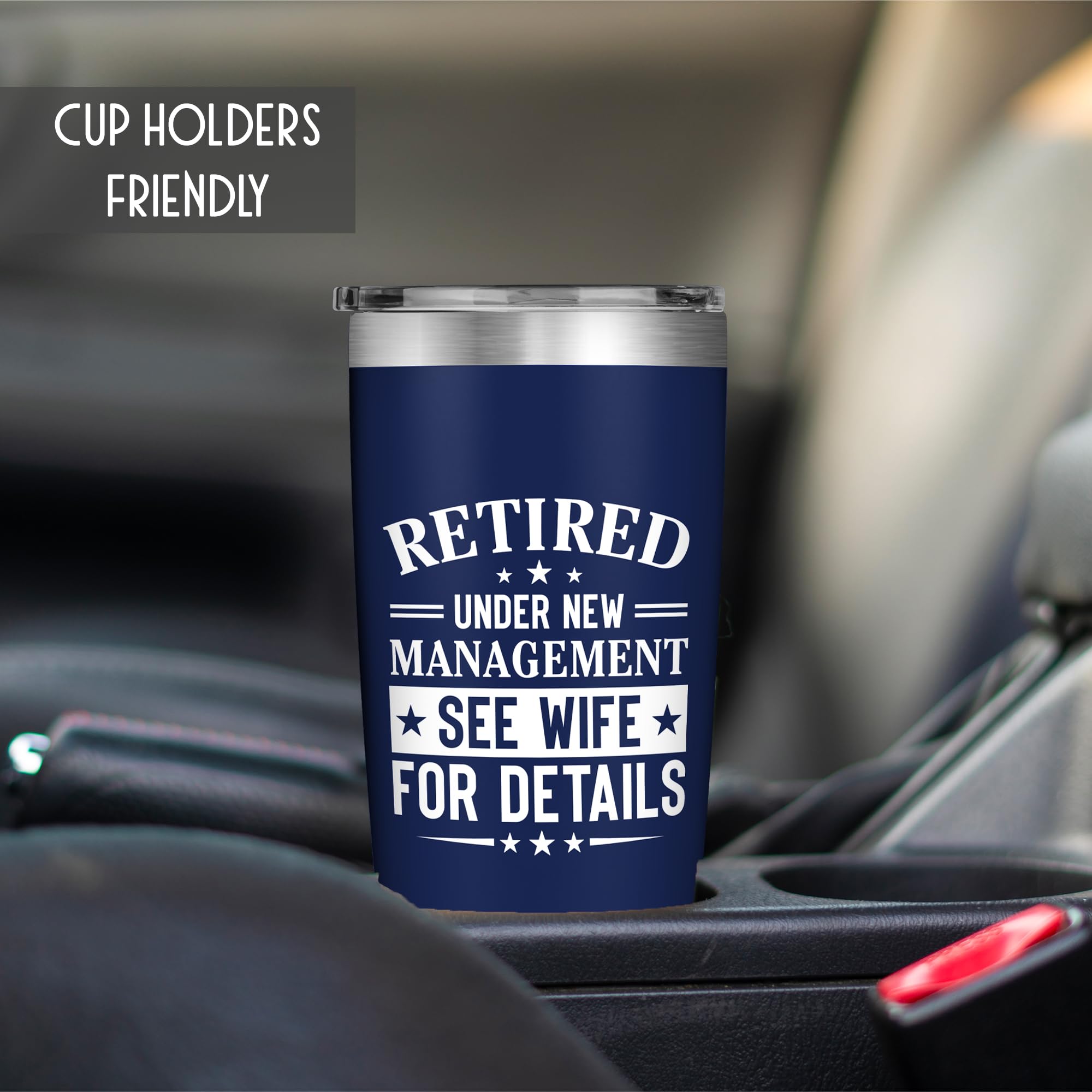 FUNITZ Retirement Gifts for Men 2026 - Retired Under New Management - Retirement Tumbler for Men Husband, Boyfriend, Father, Boss - Cool Gifts 20oz Navy Tumbler Birthday, Anniversary, Christmas