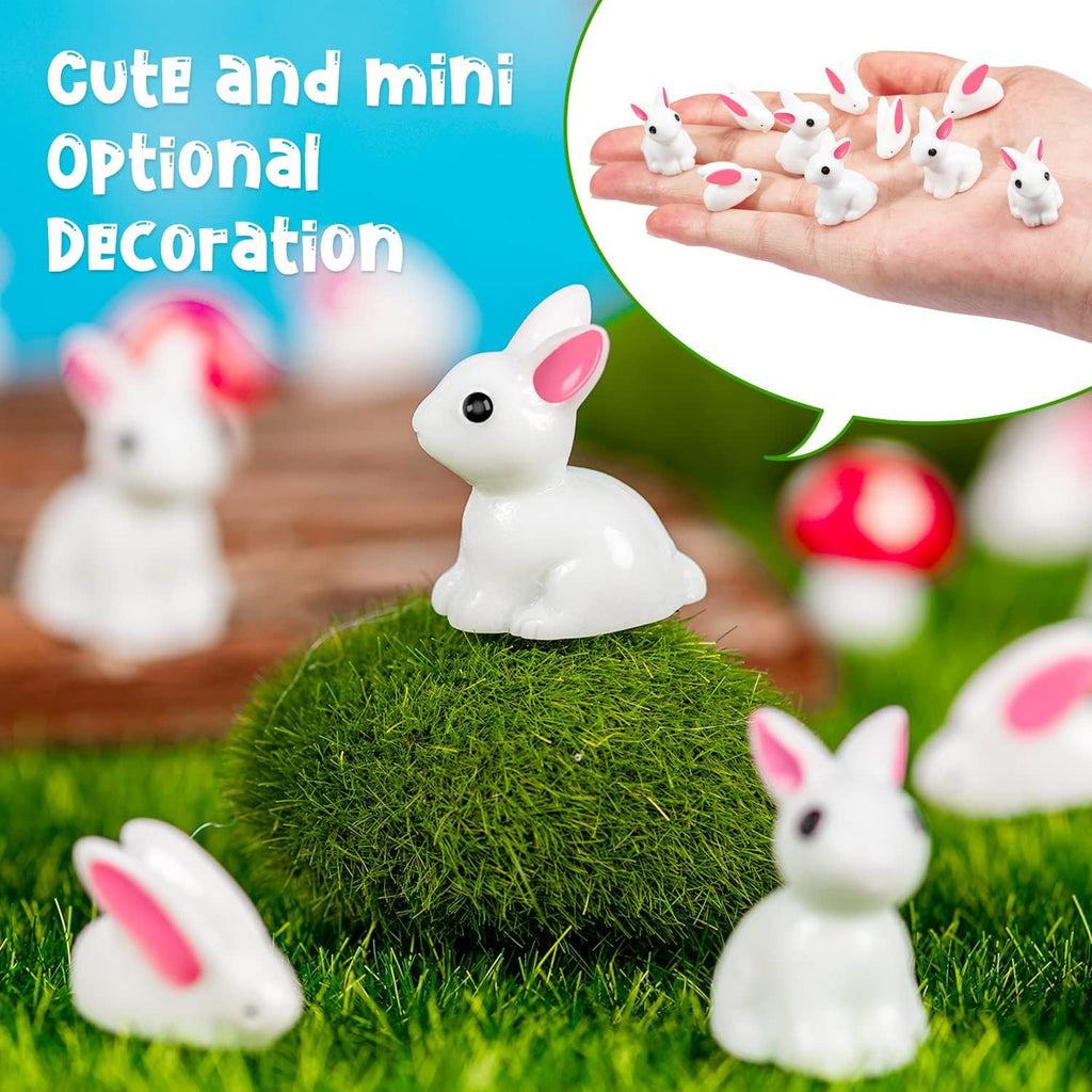 Skiennix Miniature Rabbit Figurines - 100Pcs Resin Bunny Animals for Garden Decor & Cake Toppers