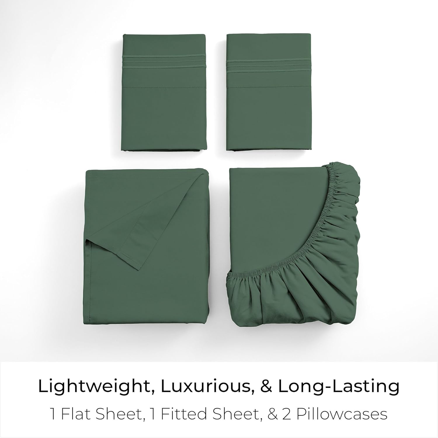 Mellanni King Sheets Set - 4 PC Hotel Luxury Bedding | Extra Soft, Cooling, Wrinkle-Resistant (Emerald Green)