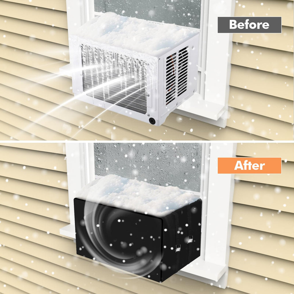 Window Air Conditioner Covers for Outside Unit for Winter Insulation, 21"W x 16"D x 15"H, Waterproof & Windfroof AC Covers for Outside Window Units with 3 Layers Insulation - Black