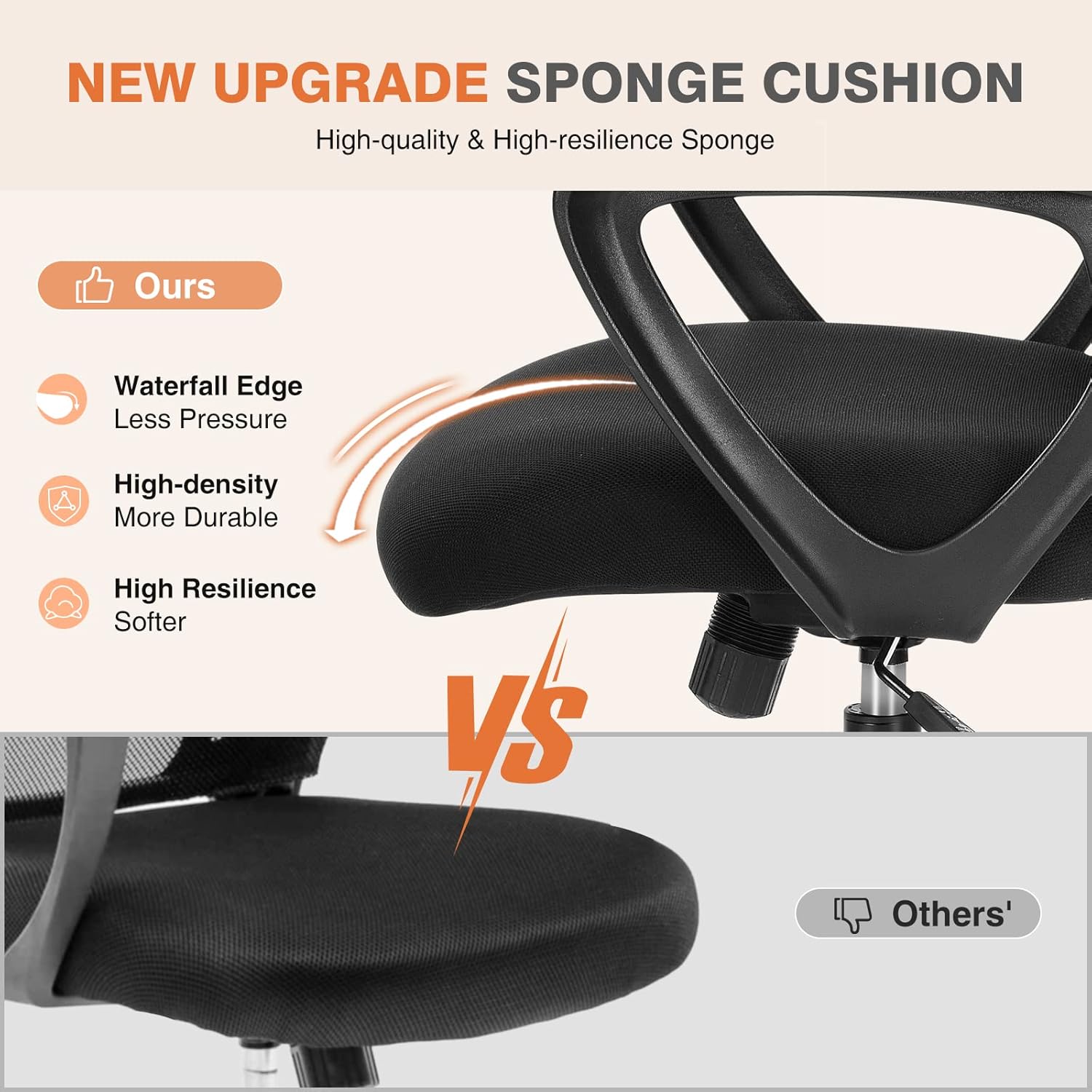 Sweetcrispy Ergonomic Executive Chair - Mid-Back Mesh Design with Lumbar Support | Black
