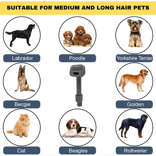 Pet Hair Grooming Brush Vacuum Attachment for Dyson V7 V8 V10 V11 V15/Big Ball/V6 DC58 DC59, Compatible with Shark NV501/HV322/HV301 Miele 1-3/8'' & Small Shop Vacs 1.25" – Cat/Dog Grooming Brush