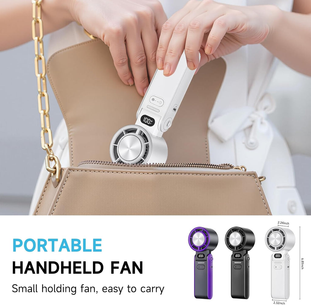 Skiennix Portable Handheld Turbo Fan - Rechargeable Mini Fan with 1-100 Speeds | Perfect for Summer Travel & Outdoor Use (Black)