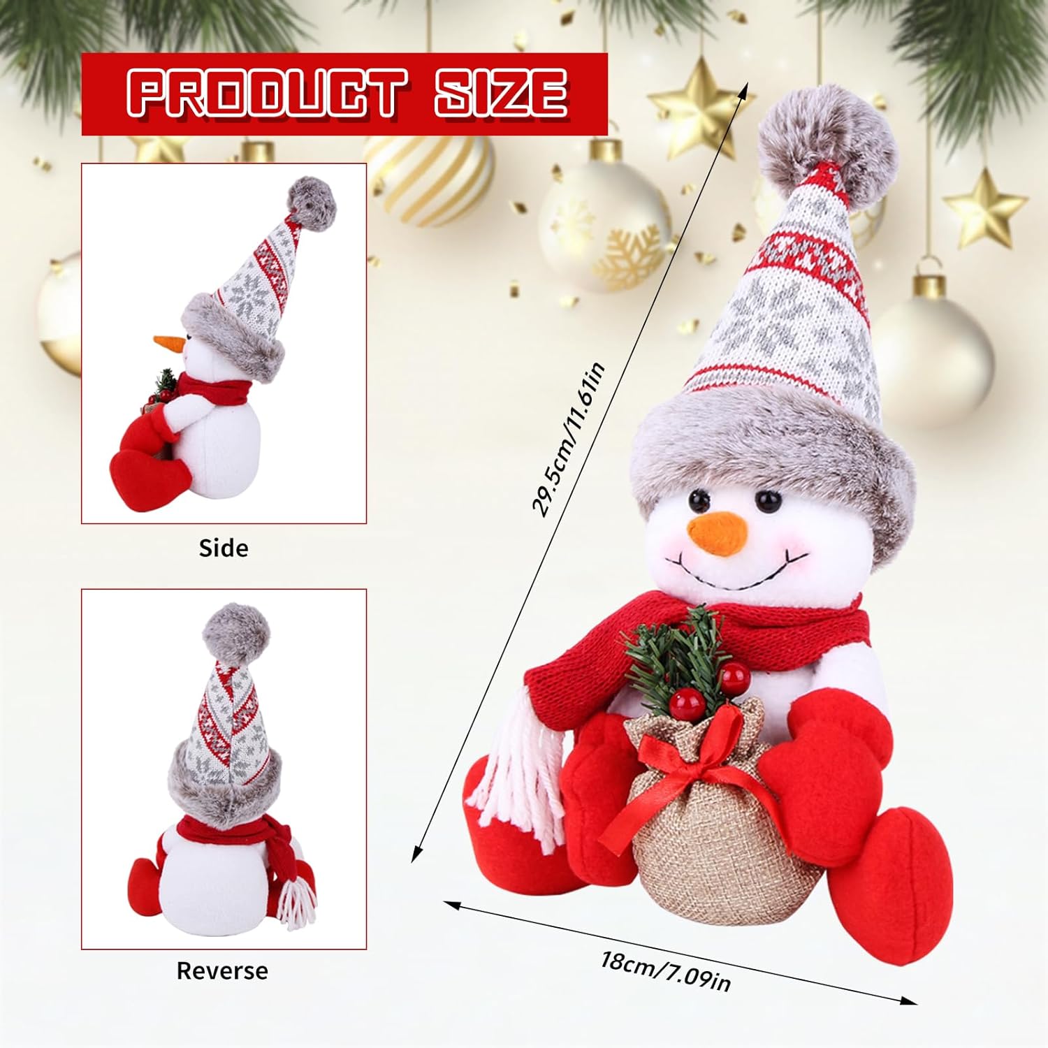 Skiennix Christmas Snowman Decorations - 2 Pack Indoor Ornaments for Holiday Home Decor | Perfect Gift for Door, Window, Table, Tree