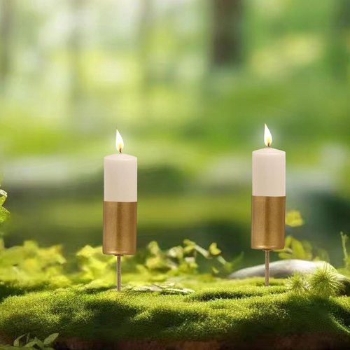 Ciieeo Metal Candle Holders - 6-Piece Set with Spike Insert for Taper Candles | Gold Iron Decor