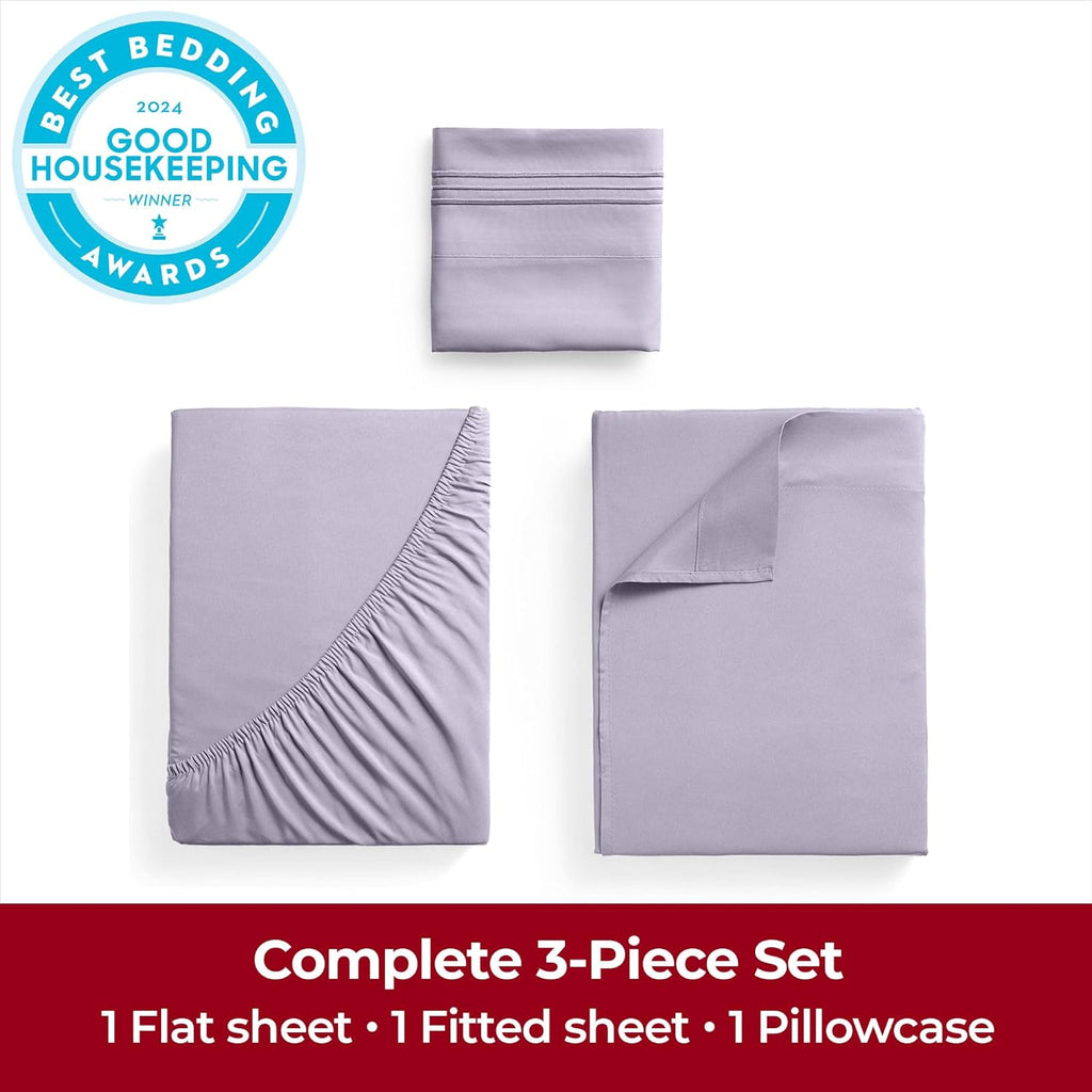 Mellanni Extra Deep Twin Sheets - Hotel Luxury Ultra Soft Cooling Bedding - Wrinkle & Stain Resistant (Twin, Lavender)