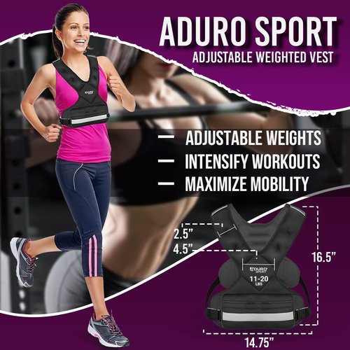 "Aduro Sport Adjustable Weighted Vest Workout Equipment, 11lbs-20lbs Body Weight Vest for Men, Women, Kids"
