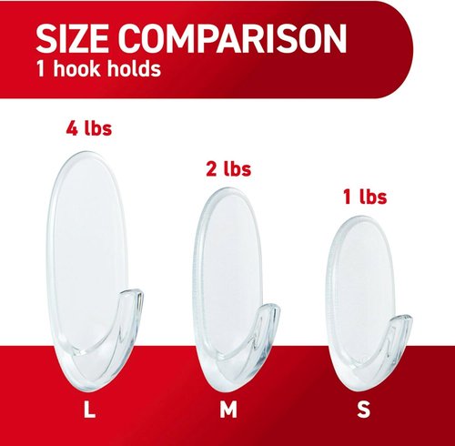 Command Medium Clear Wall Hook - Damage-Free Adhesive Hanging Solution | Holds Up to 2 lb, 7 Hooks & 12 Strips