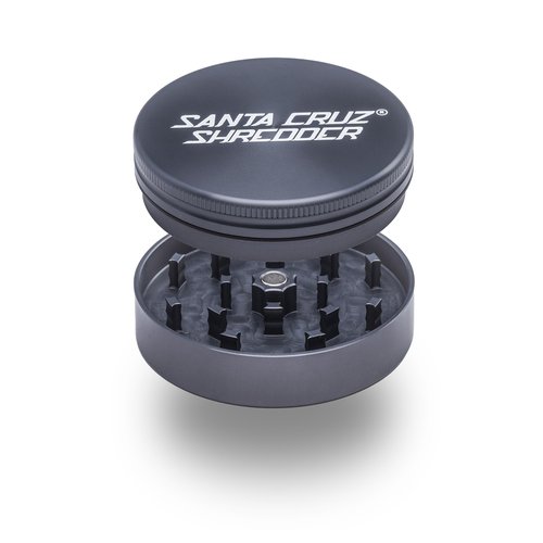 Santa Cruz Shredder Metal Herb Grinder Knurled Top for Stronger Grip 2-Piece 2.7" (Grey)