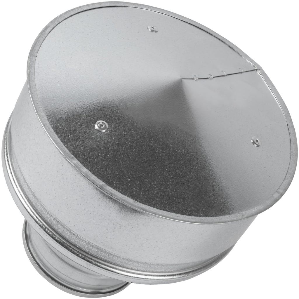 Vent Systems 4" Inch Round Roof Vent Cap – Galvanized Steel Chimney Rain Guard with Wind Shield – Heavy-Duty Weather-Resistant Protector Cap for Exhaust, Stove Pipe, Chimney - Outdoor Use