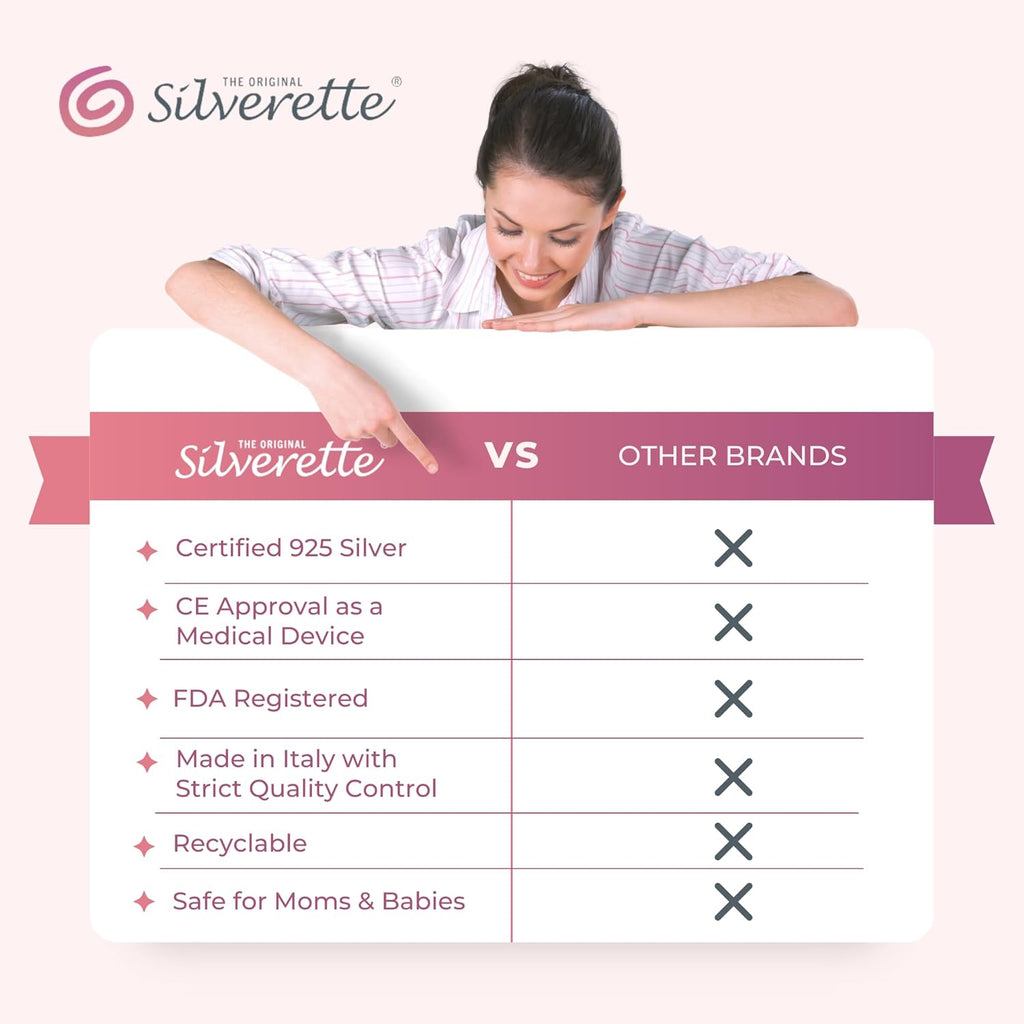 Silverette® Nursing Cups - Original 925 Silver Nipple Covers for Breastfeeding Essentials | Regular Size
