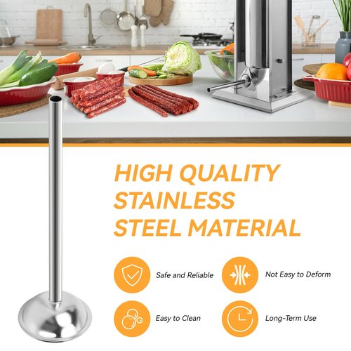 10mm Stainless Steel Sausage Stuffing Tube, Sausage Stuffer Funnels for #5 Sausage Stuffers,10mm Stuffing Horn Fit for Hakka, Lem and Other Brands Manual/Electric Sausage Stuffer