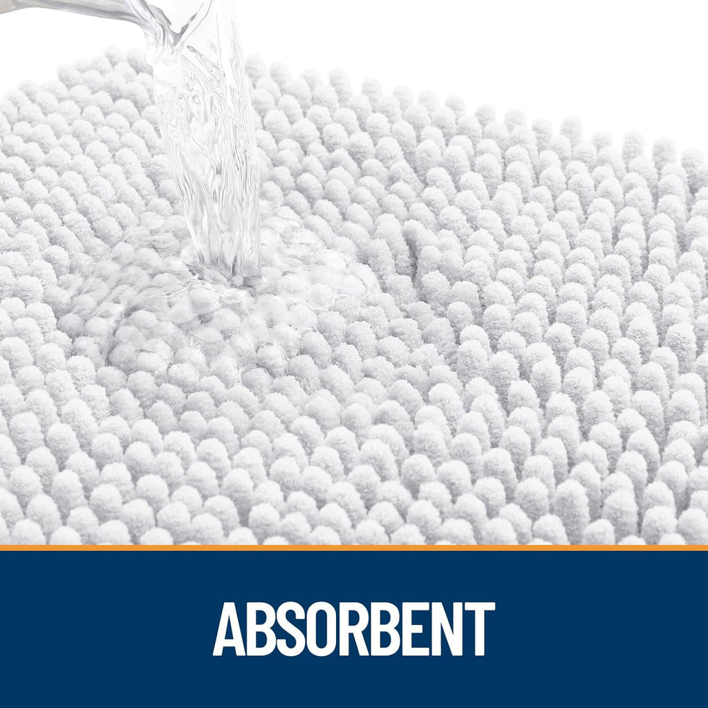 OLANLY Dog Door Mat - Absorbent Non-Slip Chenille Mat for Muddy Paws | 45x27, Quick Dry, White