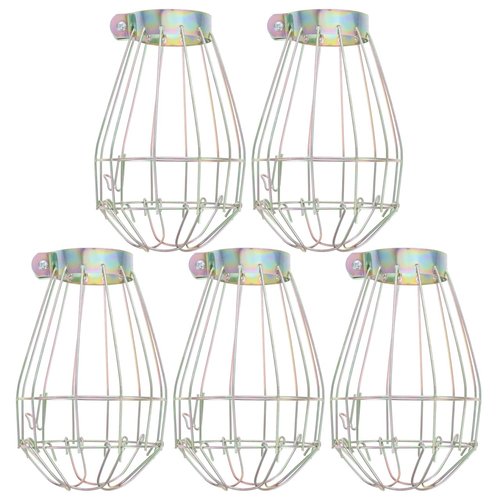 5pcs Vintage Lamp Bulb Guard, Adjustable Clamp-on Bulb Cover, Iron Metal Light Cages, Vintage Lamp Guard Replacement for Hanging Pendant Lighting, Home Industrial Decoration