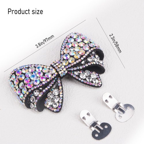KOOBOOK Sparkly Rhinestone Bow Shoe Clips - Fashionable Shoe Decorations for a Dazzling Look (2 Pcs)