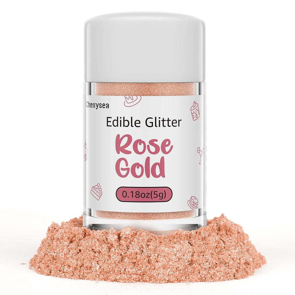 Skiennix Edible Glitter Spray - Food Grade Rose Gold Glitter Set for Drinks, Cakes & Cupcakes